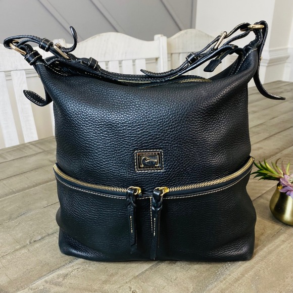 Dooney‎ & Bourne Handbag Hobo Shoulderbag Satchel Black Leather Tote - Picture 1 of 14